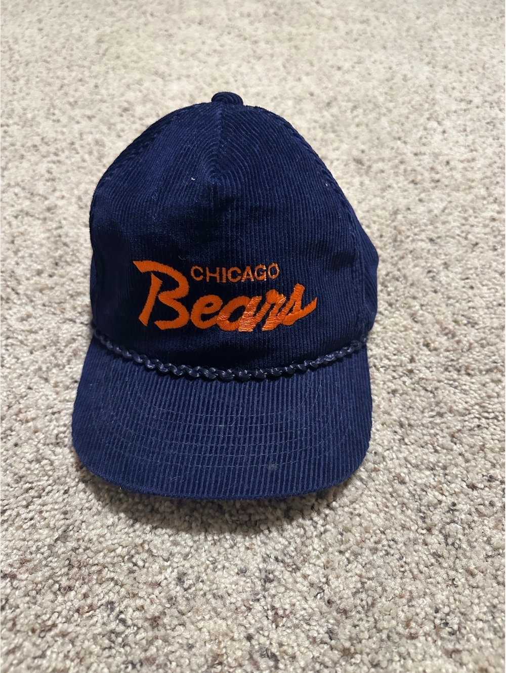 Vintage Chicago Bears Navy Corduroy Baseball Cap Hat Made in USA